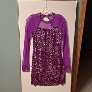 Sparkling Purple Sequined Skating Or Dance Costume